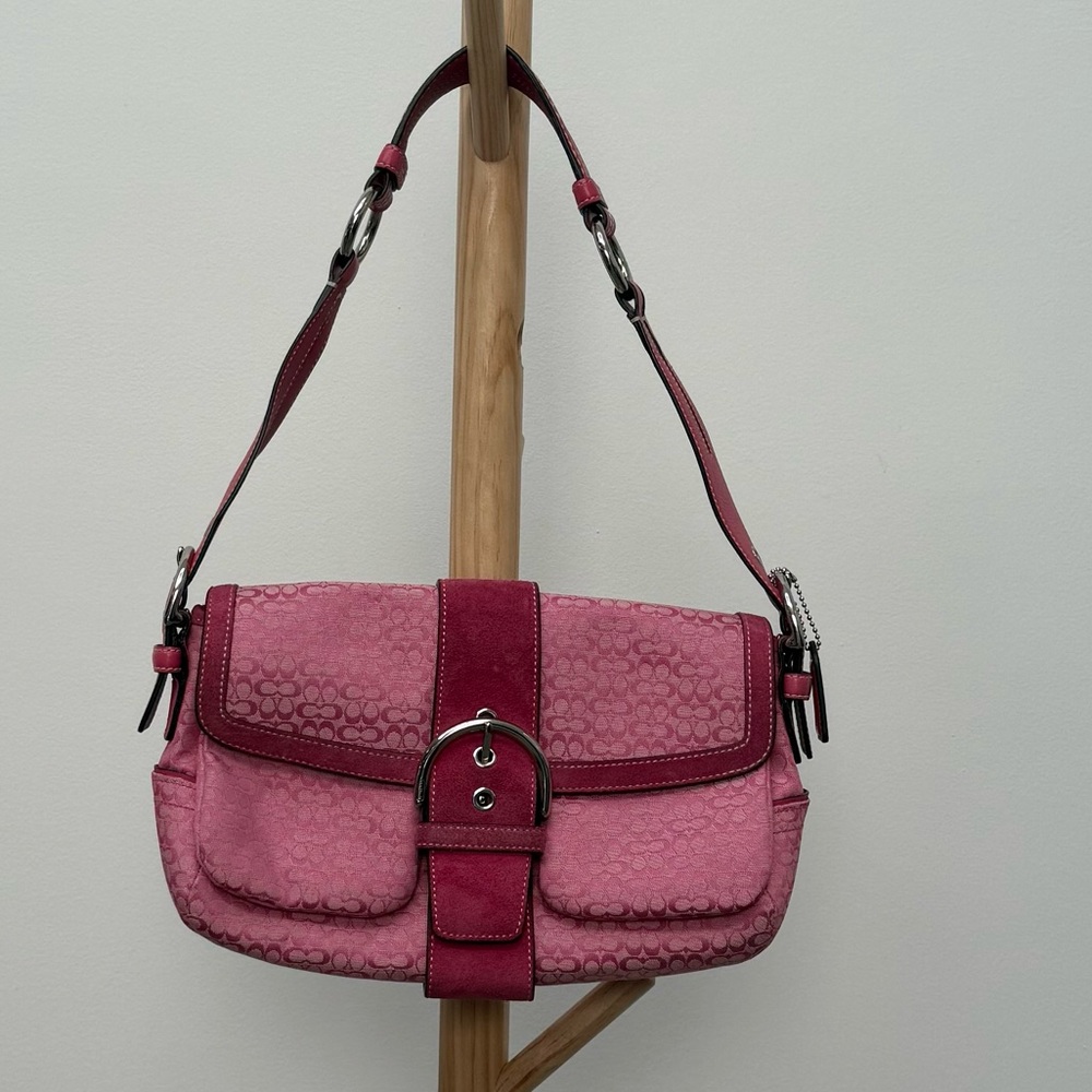 Coach Signature 2004 Pink Leather Shoulder Bag